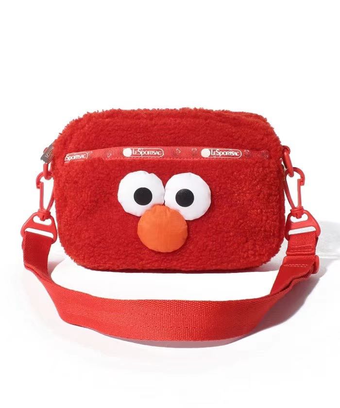 sesame street red elmo fluffy crossbody bag 