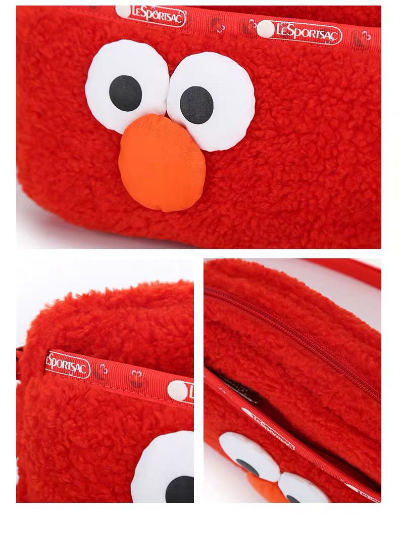 sesame street red elmo fluffy crossbody bag 