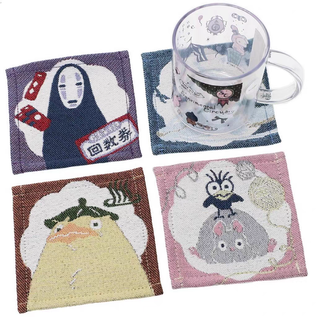 Spirited Away Characters nostalgic style  - Chihiro haku handmade fabric coaster