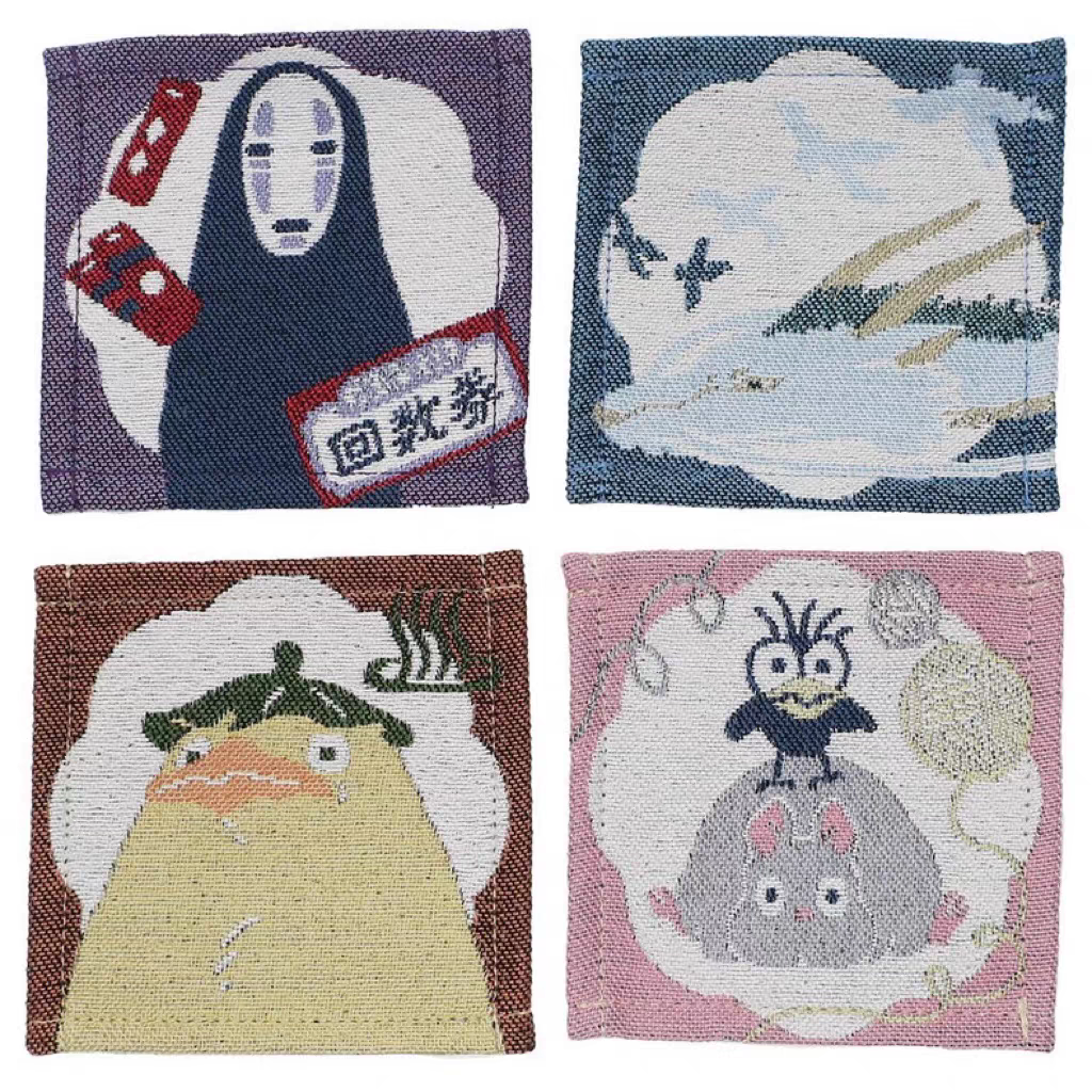 Spirited Away Characters nostalgic style  - Chihiro haku handmade fabric coaster