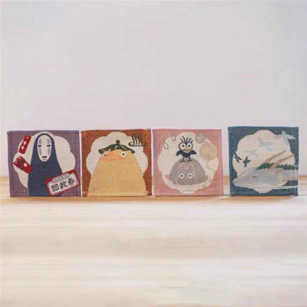 Spirited Away Characters nostalgic style  - Chihiro haku handmade fabric coaster