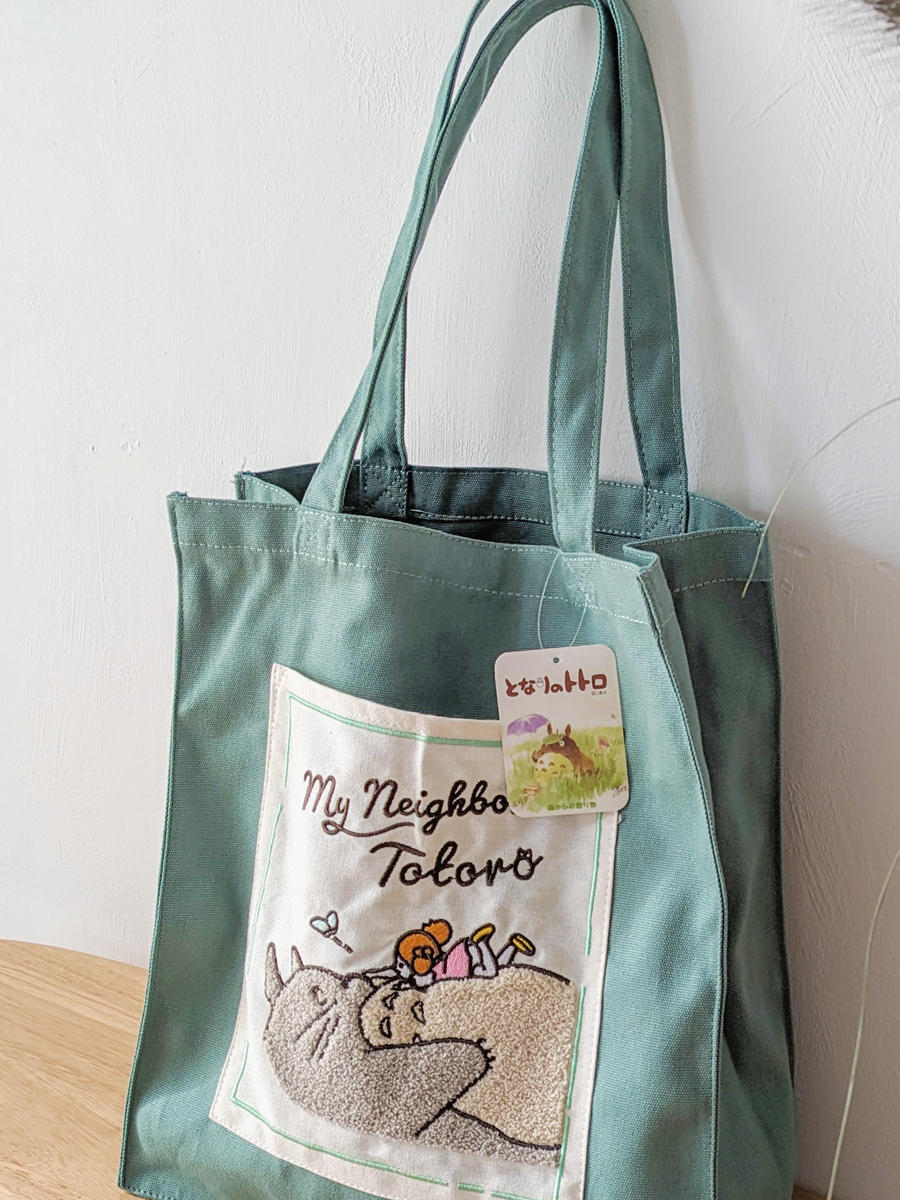 my neighbor totoro green tote bag